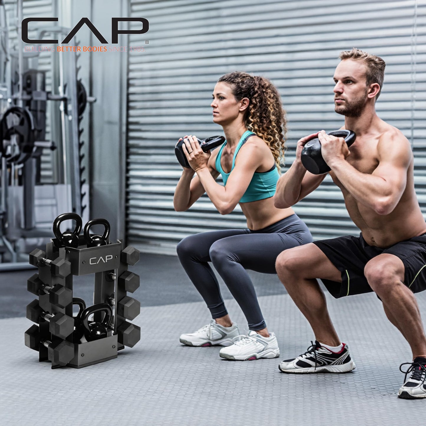 CAP Barbell Dumbbell and Kettlebell Storage Rack - Compact Weight Storage for Home Gym