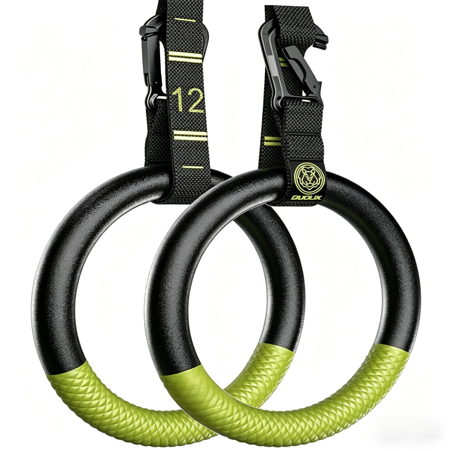 QUOLIX Gymnastic Rings & Olympic Rings with Adjustable Straps, Non-Slip Pull Up Rings with Straps, 1300lbs Exercise Rings for Home, Gymnastics Rings for Home Gym, Workout, Exercise, Calisthenic
