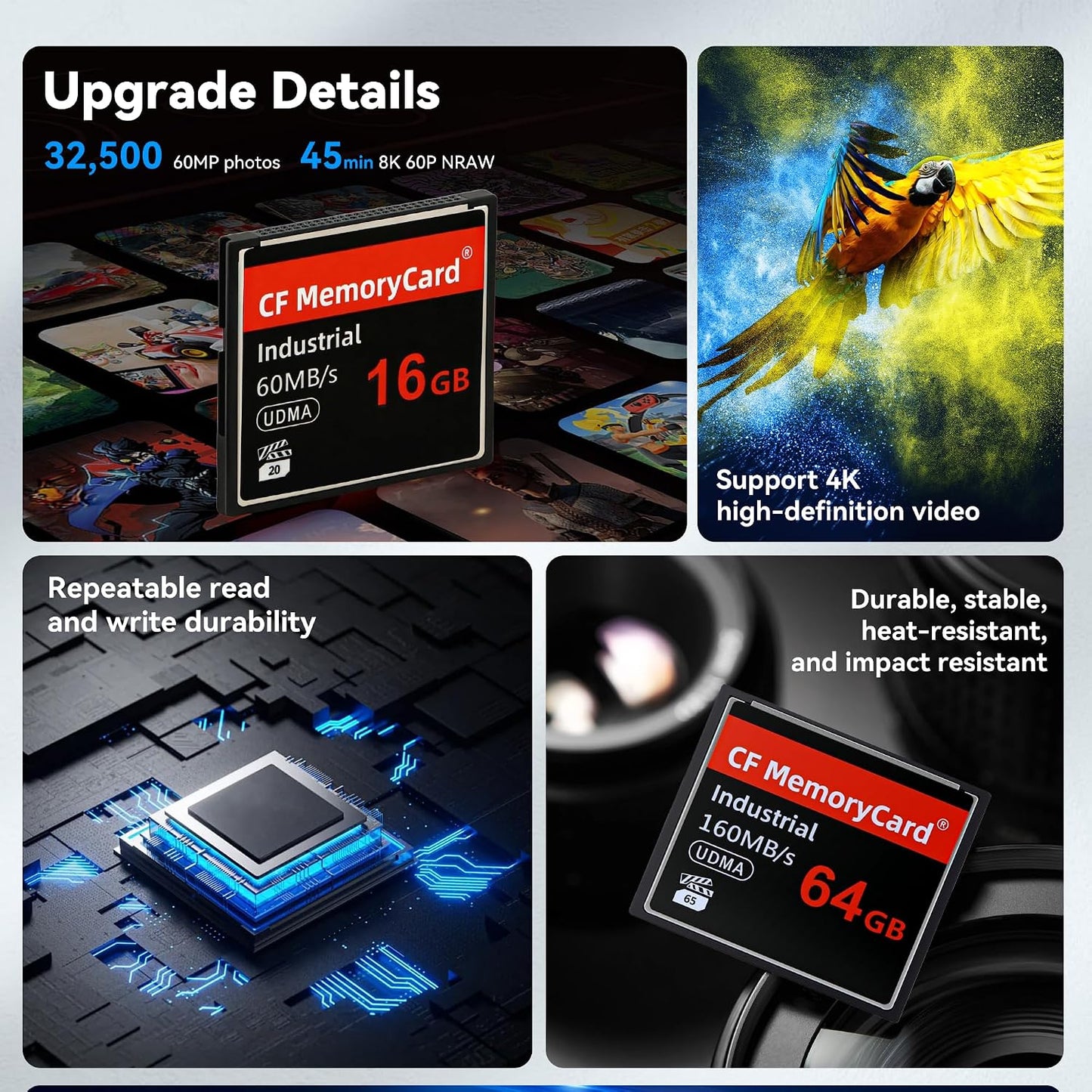 Mrekar 16GB 60MB/s Original high Speed CF Memory Card UDMA Speed Up to SLR Camera CF Card