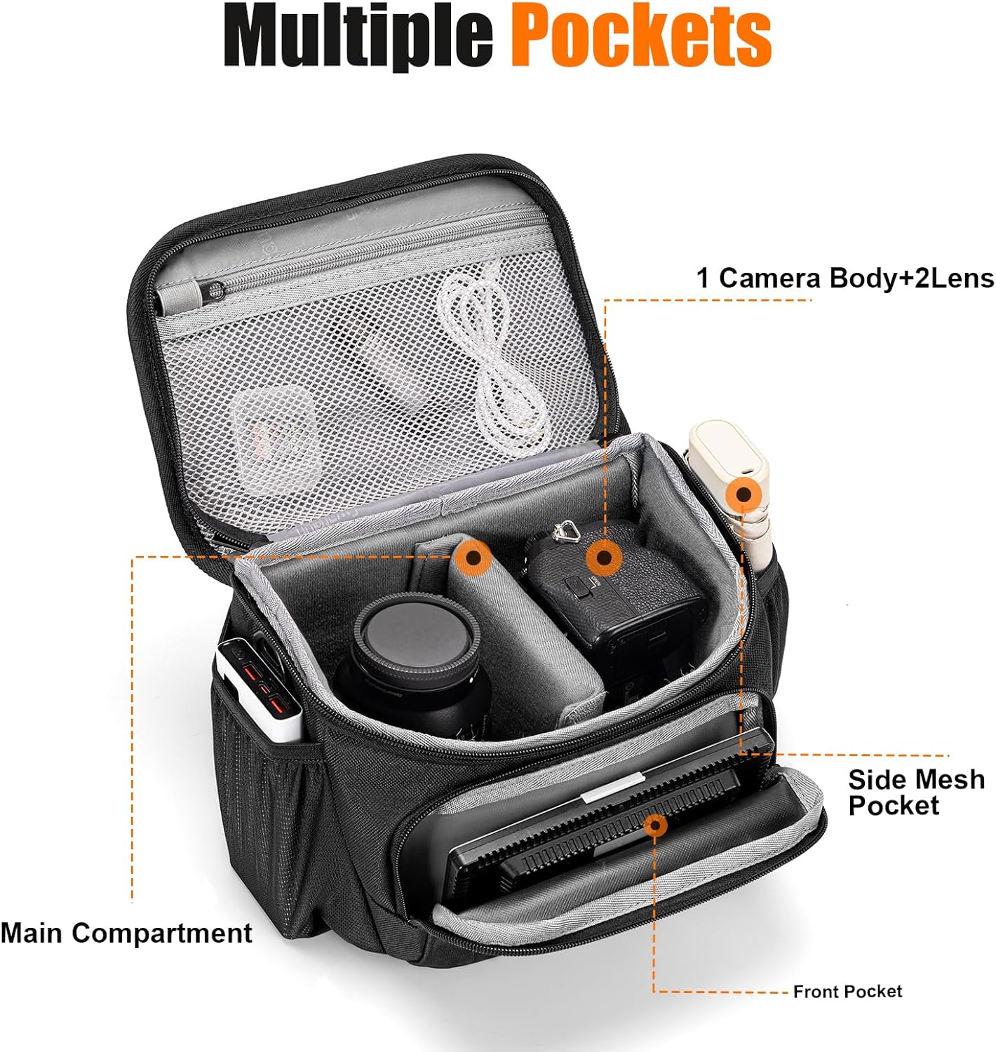 Cwatcun Small Camera Sling Bag Crossbody Camera Shoulder Case, Waterproof Travel Photography Messenger Bag for Canon