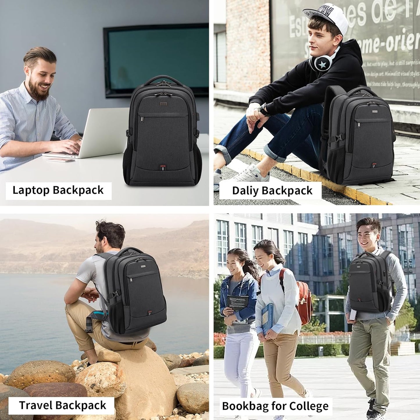17 Inch Backpack Backpack DUSLANG Laptop for Travel Water Resistant College for Men/Women Laptop Bag with USB Charging