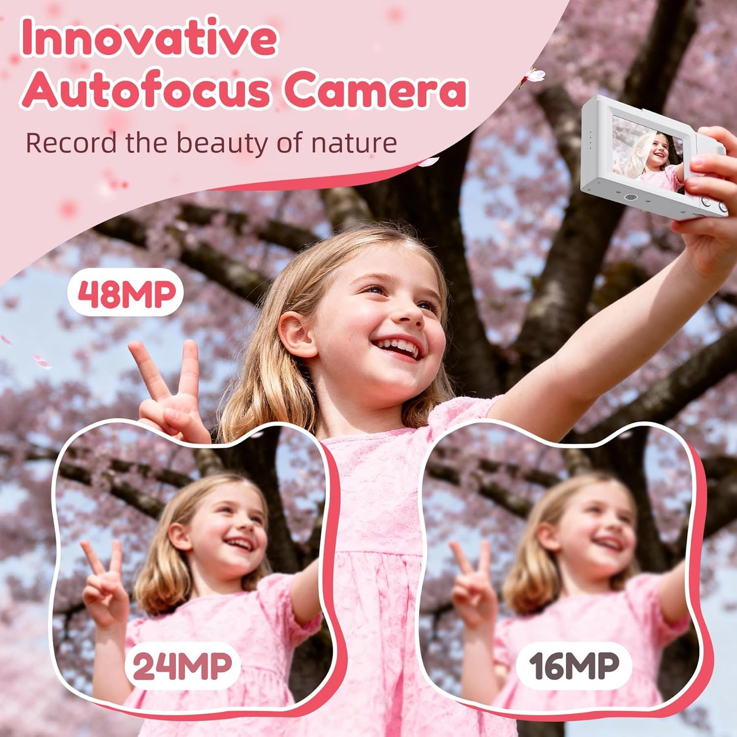 Krlun 4K 16X 48MP 32GB Digital Camera, FHD Digital Point and Shoot Camera with Zoom Anti Shake, Compact Small Camera