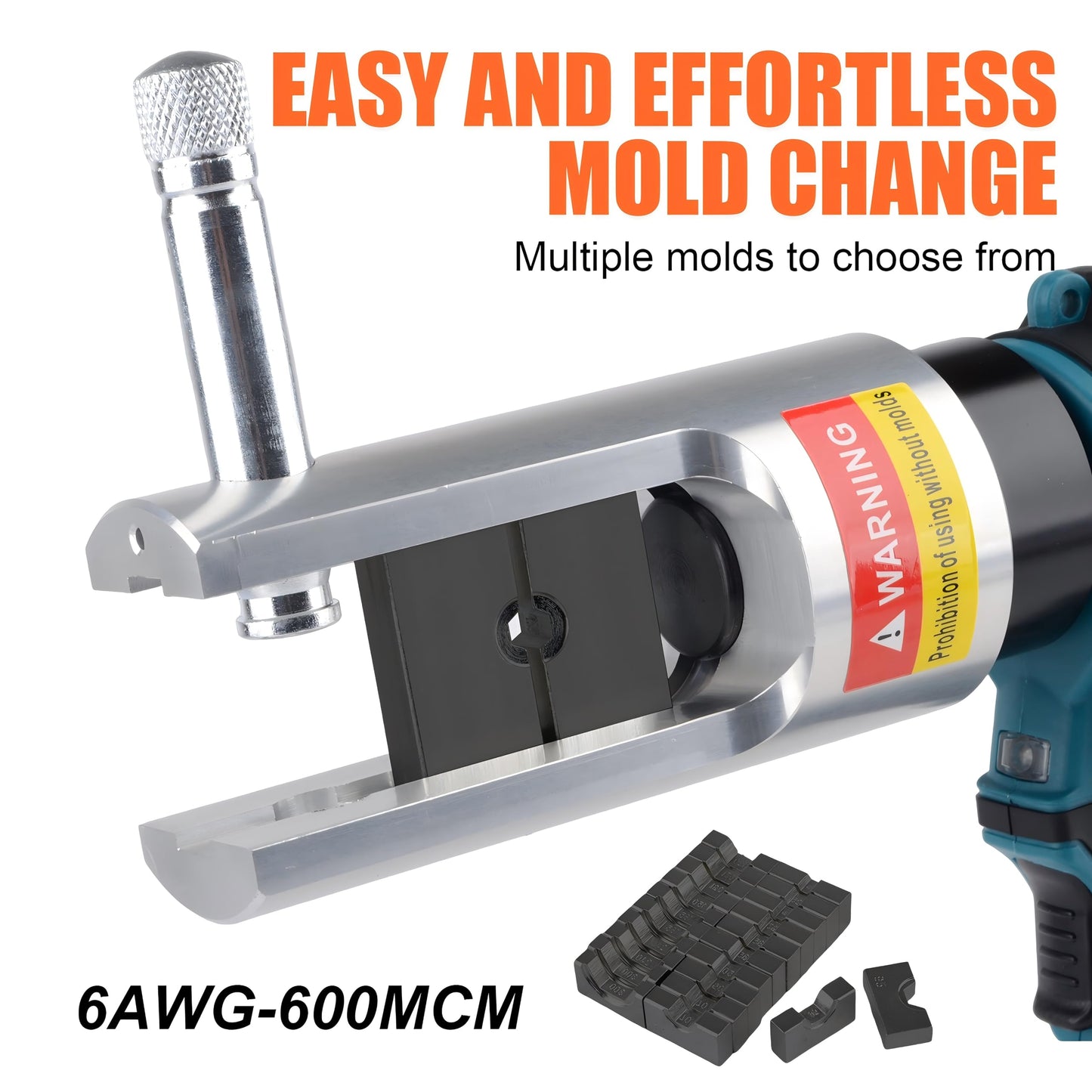 JIGONGSUN Electric Hydraulic Crimping Tool, Battery Cable Crimper Tool, 10 Ton Wire Crimpers Electrical, Rang 6AWG-600MCM and Electrical Wire Lugs Tool 12 Pairs of Dies (JGS-240)