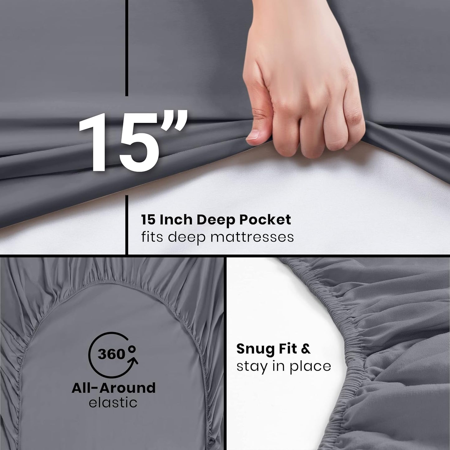 Utopia Bedding Twin XL Fitted Sheets - Soft Brushed Microfiber with Deep Pockets - 2 Pack in Grey