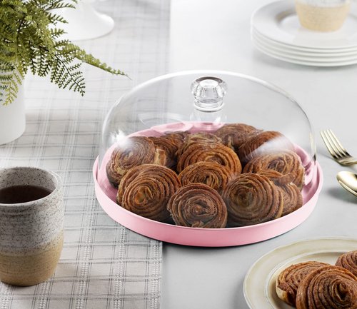 Godinger Cake Stand, Cake Plate Server with Dome, Metal Serving Tray and Shaterproof Acrylic Lid