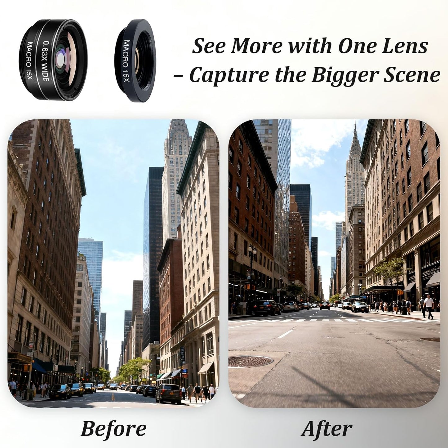 Brvlsoc 3-in-1 198 0.63 15 Set Smartphone Camera Lens Kit Fisheye, Wide-Angle & Macro Clip-On Lens for iPhone, Samsung