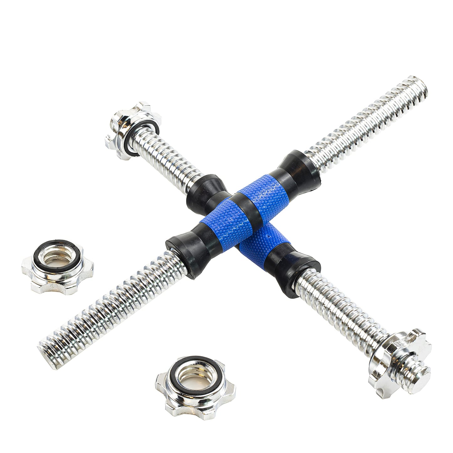 Rowland Harbor Threaded Dumbbell Durable Rubber Handles/Adjustable Dumbbell Bar Handles 38cm/14.9 Inch - Fit 1 inch Standard Weight Plate - Weightlifting Accessories - Sold in Pair