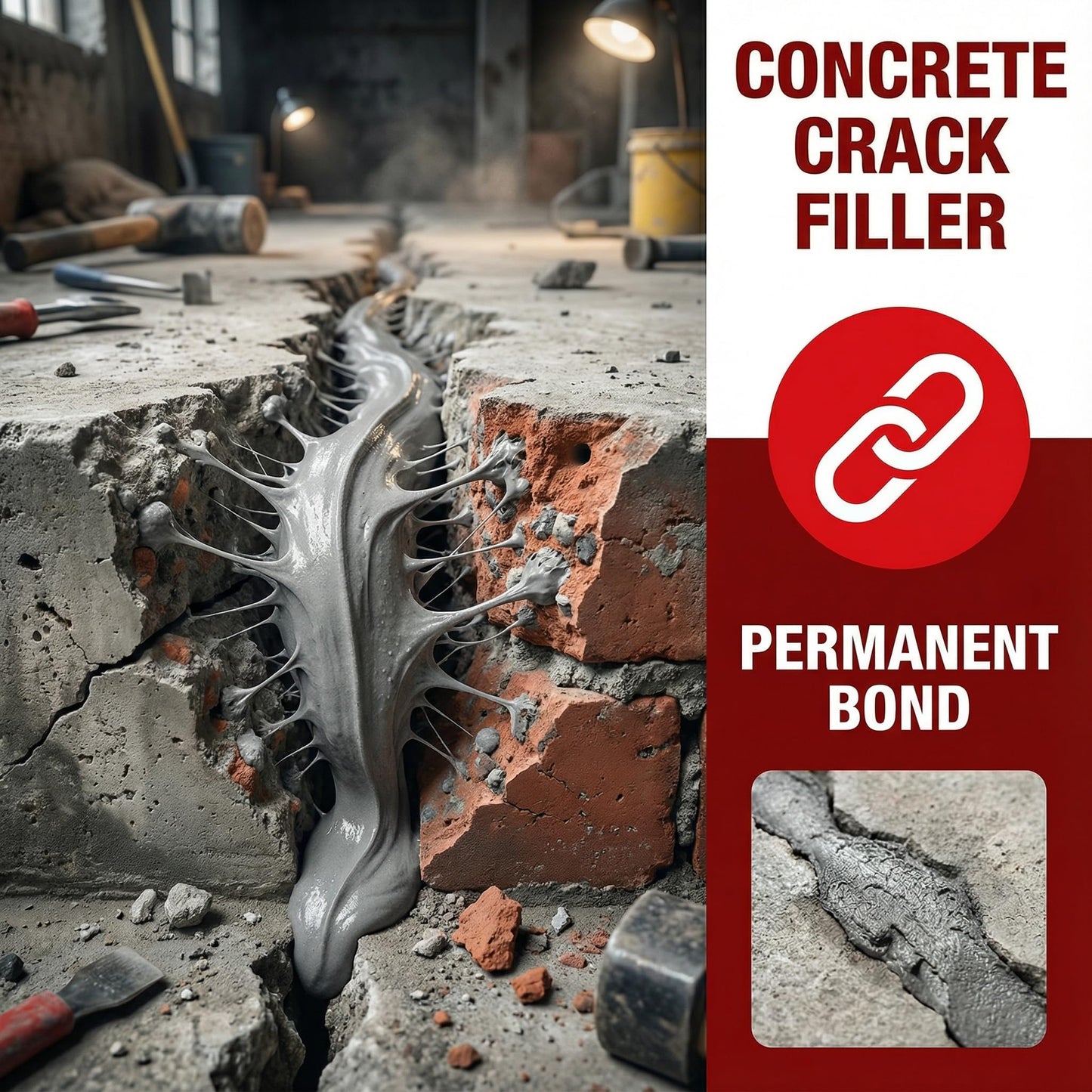 Concrete Crack Filler 2-Pack 2.2LB Grey, Self-Leveling High Elasticity Cement Sealant, Waterproof Repair Caulk for Driveway, Patio, Sidewalk, Garage, Basement– Professional-Grade Durability