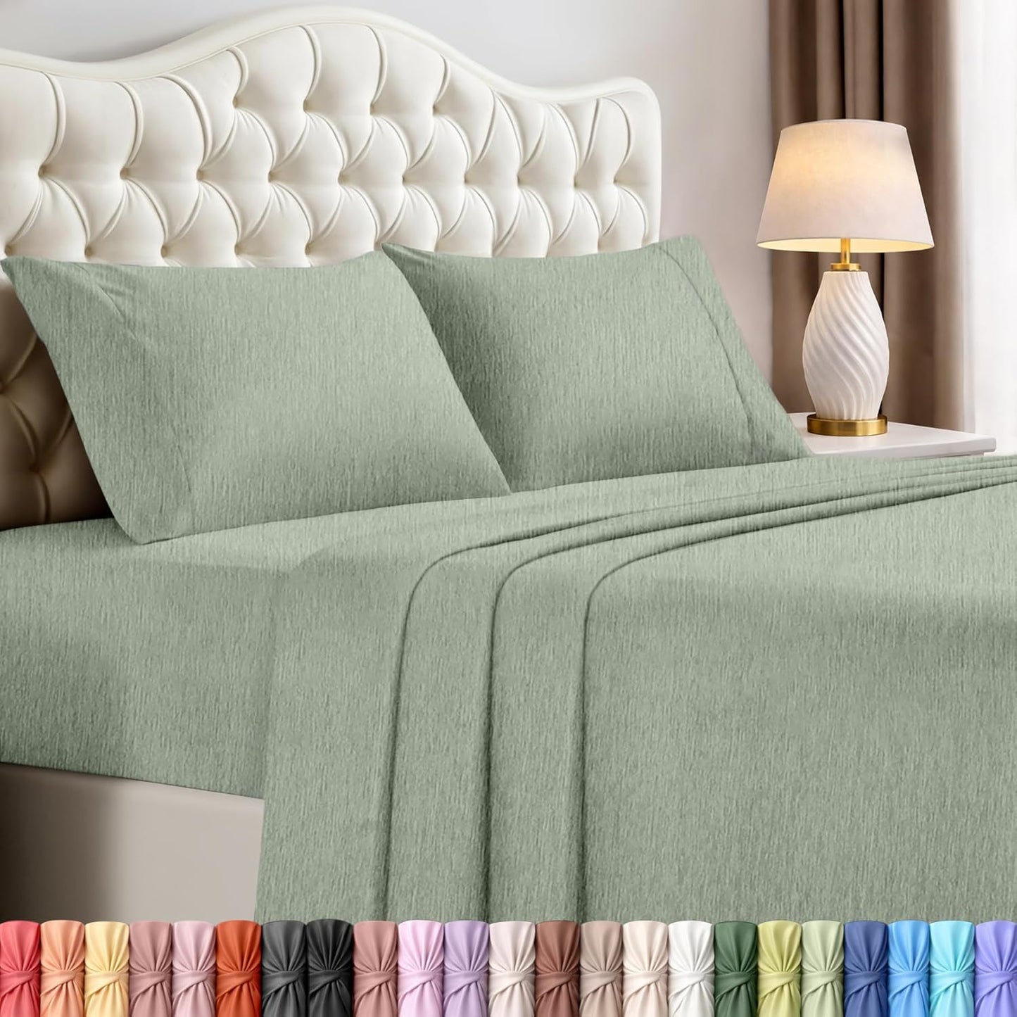 Utopia Bedding Queen Size Sheet Set - Soft, Breathable Microfiber - 4-Piece in Heather Sage