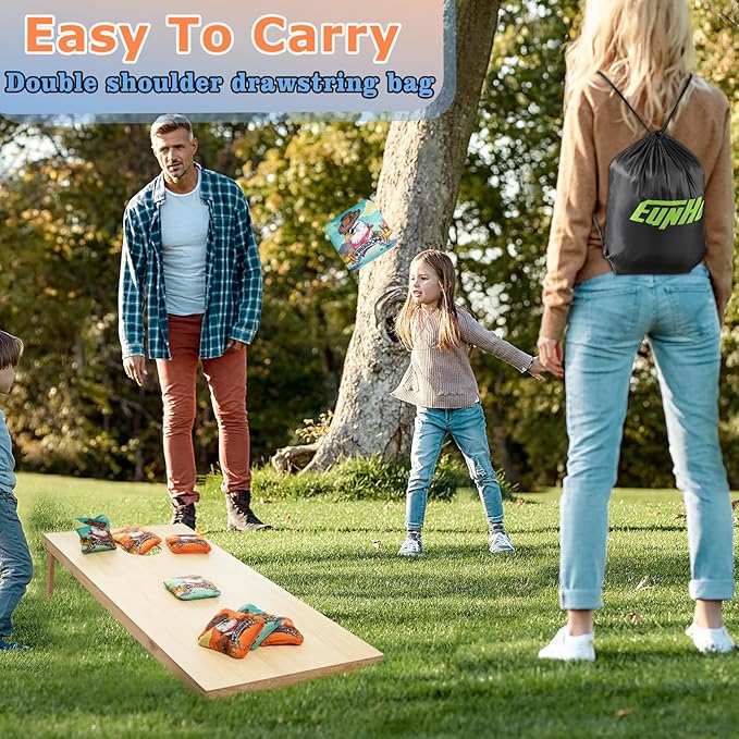 EunHo Cornhole Bags Regulation Dual Sided Set of 8, Professional Cornhole Bean Bags Slick & Sticky Side Bags with Carry Bag