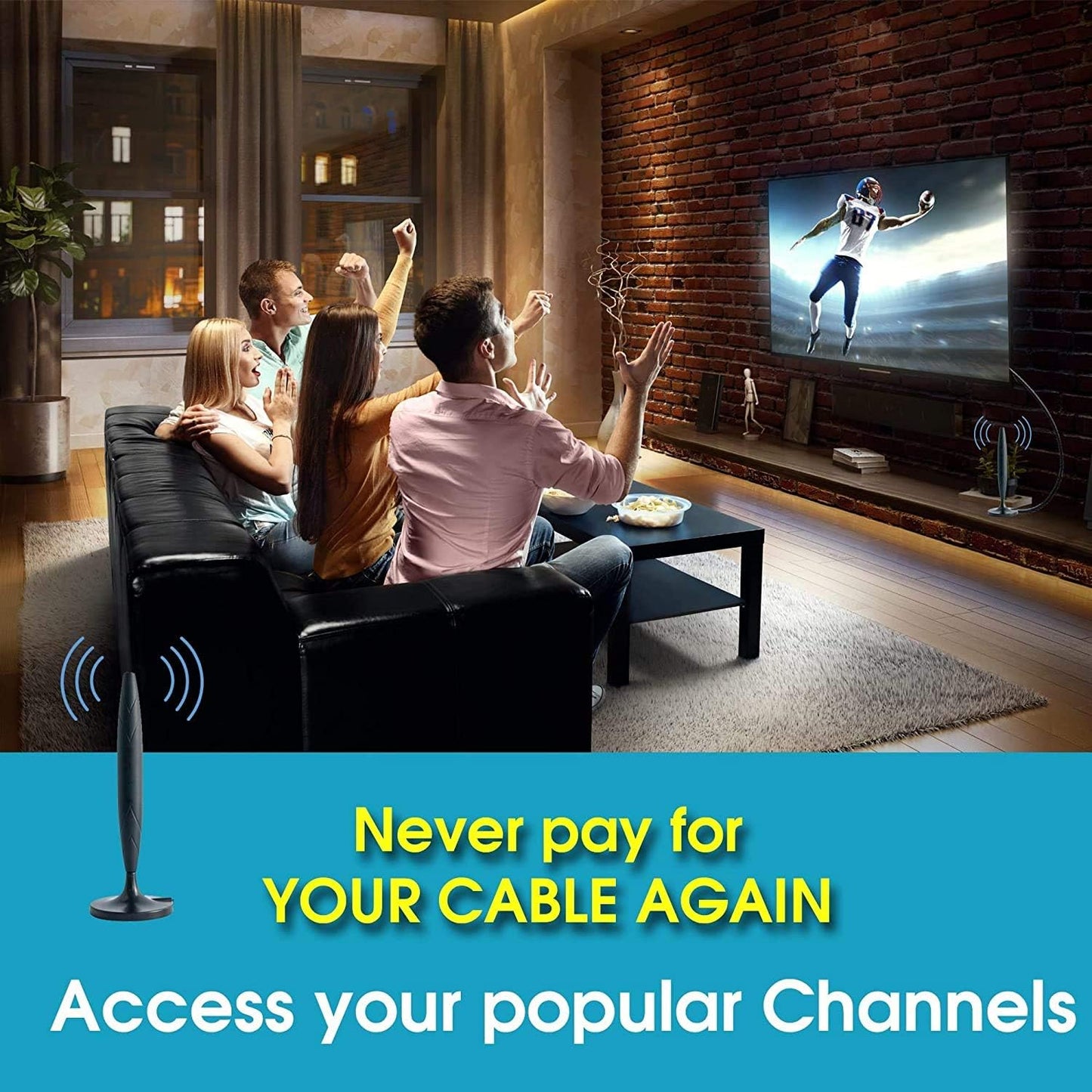 Merajab 9.8f TV Antenna for Digital Indoor-HD High Definition Television Smart Signal Strength Amplifier Premium Power