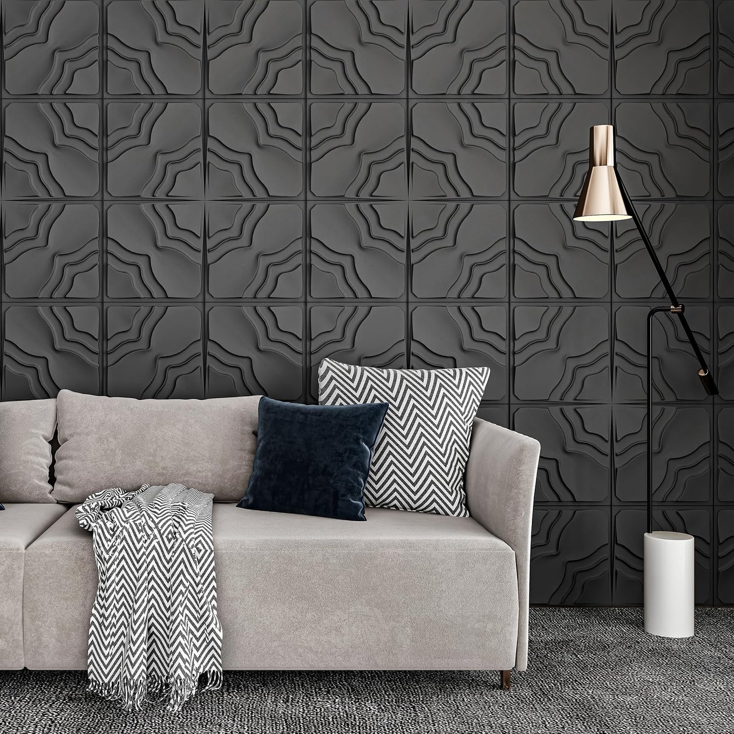 Art3dwallpanels 33 Pack 3D Wall Panel, 2 Different Effects PVC Textured Wall Panels for Interior Wall Décor, 12 x12 Inch Cover 32.Sq.Ft, Black