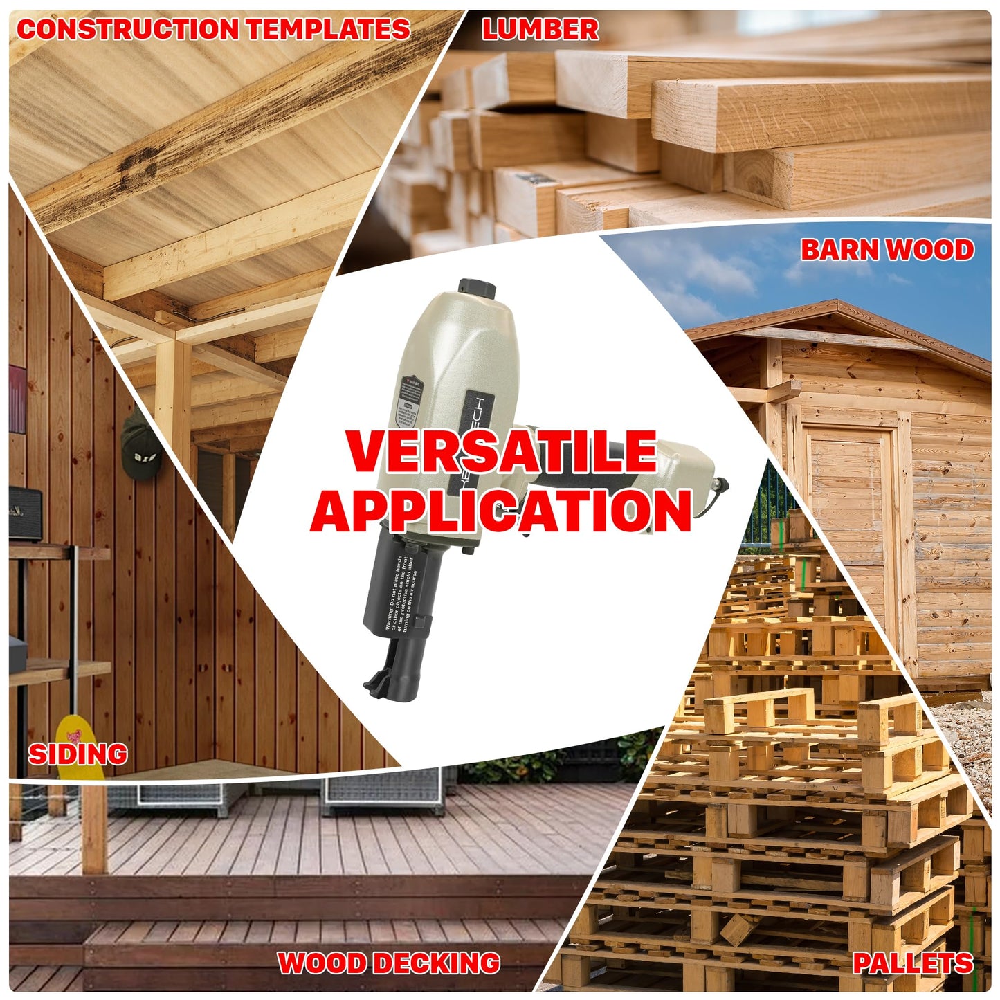 KEENTECH Pneumatic Nail Puller, Fast & Labor-Saving Nail Remover Tool, Denailer Air Gun With Safety Trigger, Nail Puller Tool Effortlessly Removes 3/4"-2-3/4" Nail From Recycled Wood, Pallets, Fences