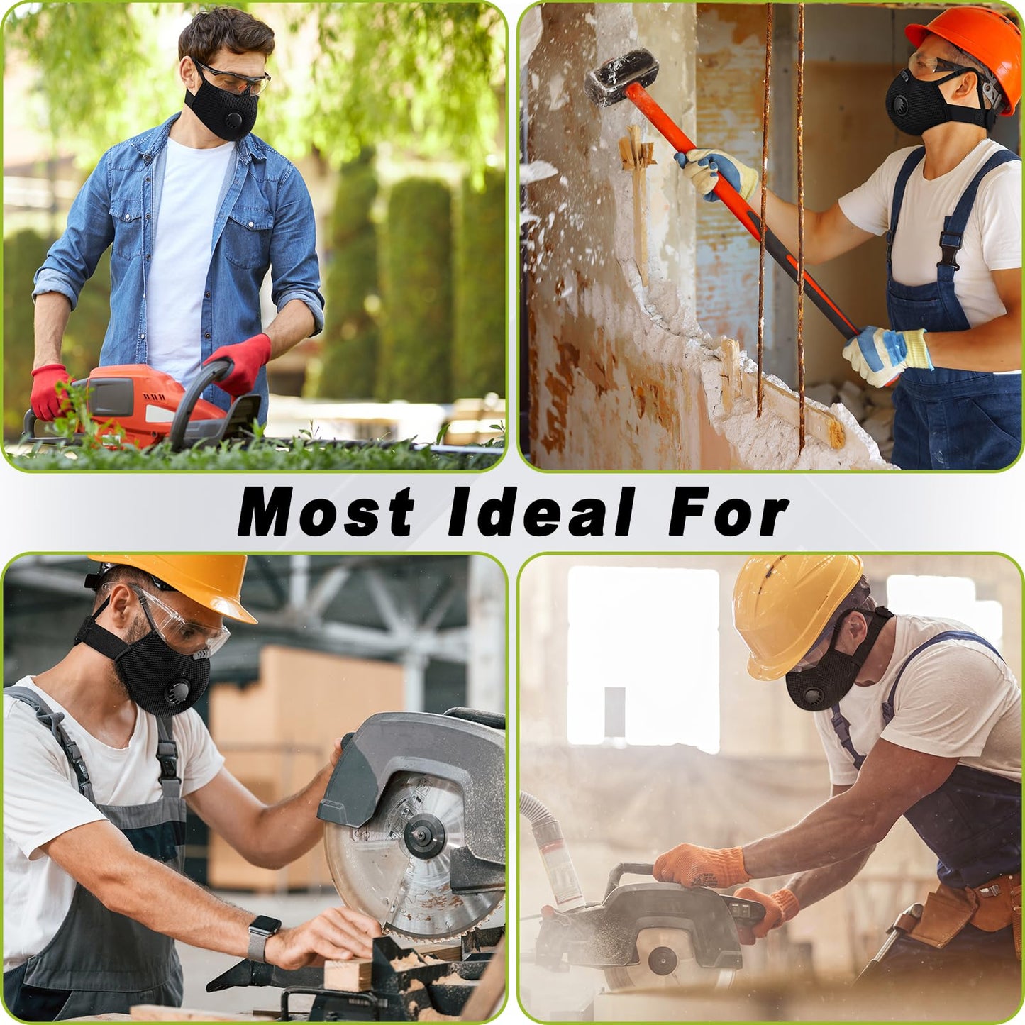 BASE CAMP M Plus Dust Face Mask with Extra 6 Activated Carbon Filters for Woodworking Construction Mowing Cycling (3)
