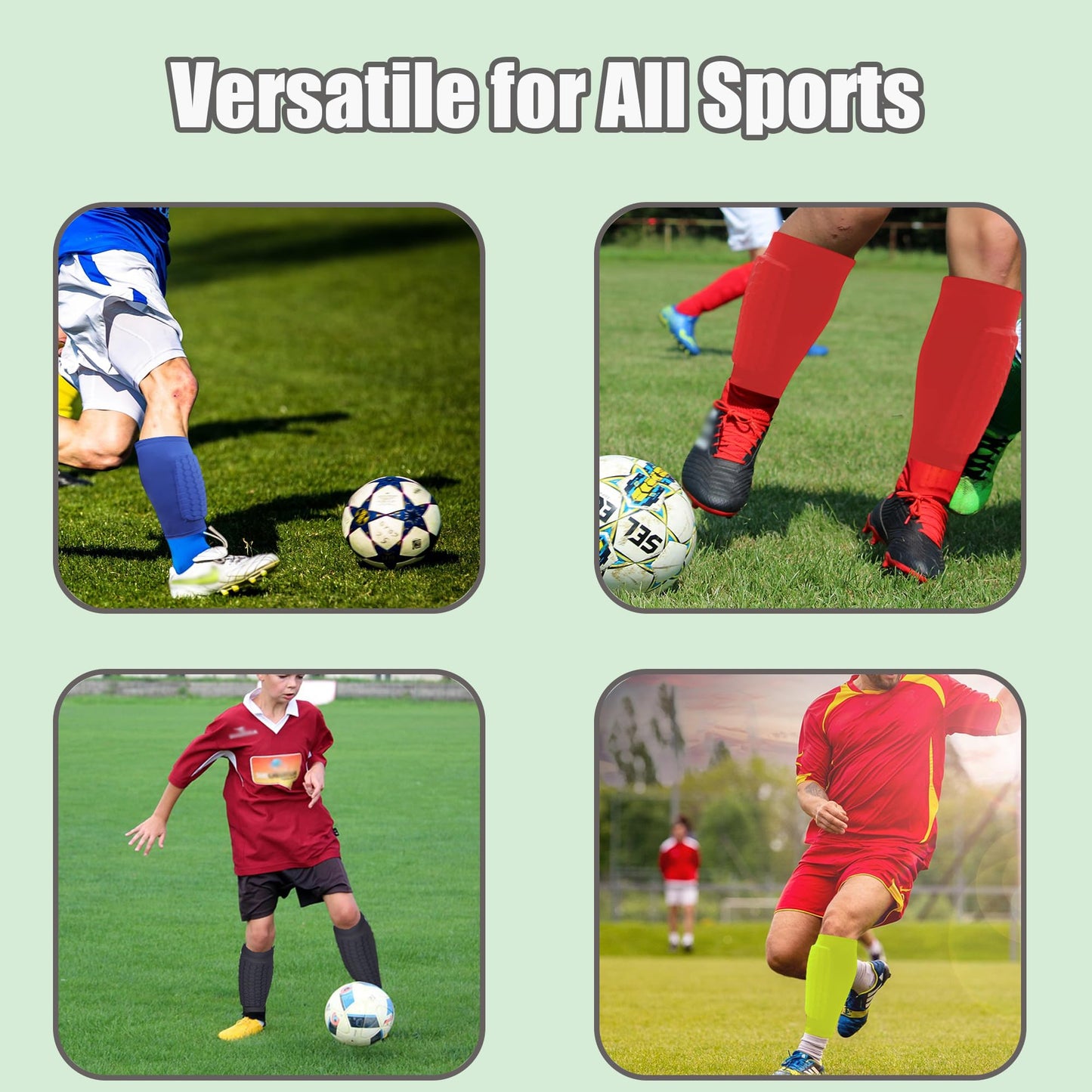 Shin Defender Shin Guards Kids, Soccer Shin Guards for Youth Adult, Lightweight Calf Protective Gear for Football Soccer Ski with Honeycomb Pads