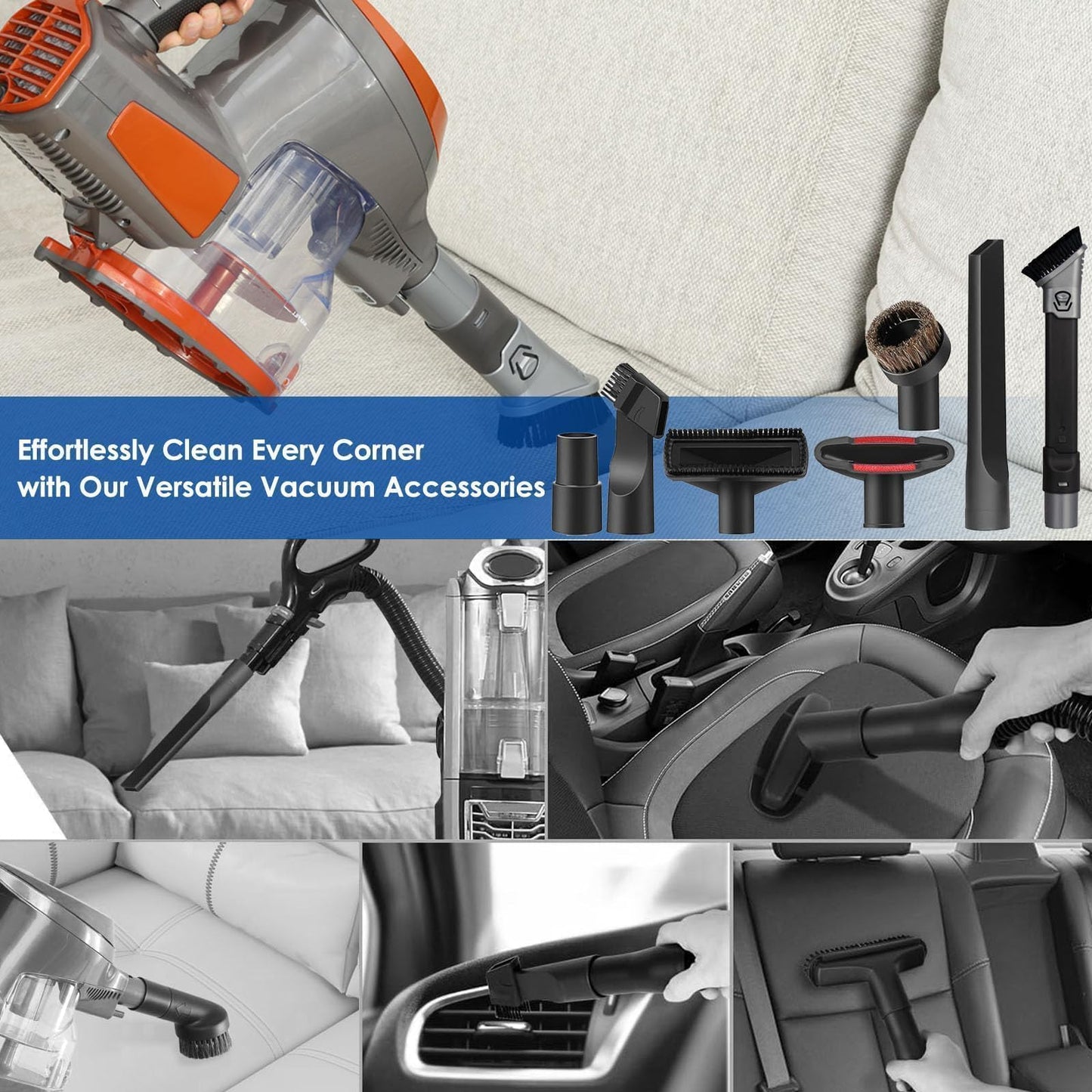 Alrens 7Pcs Vacuum Attachments for Shark Rotator NV752 NV751 NV650 NV680 NV800 and Rocket HV300 HV320 Vacuum Cleaner, 2 in 1 Crevice Tool & Vacuum Brush Attachment & Accessories