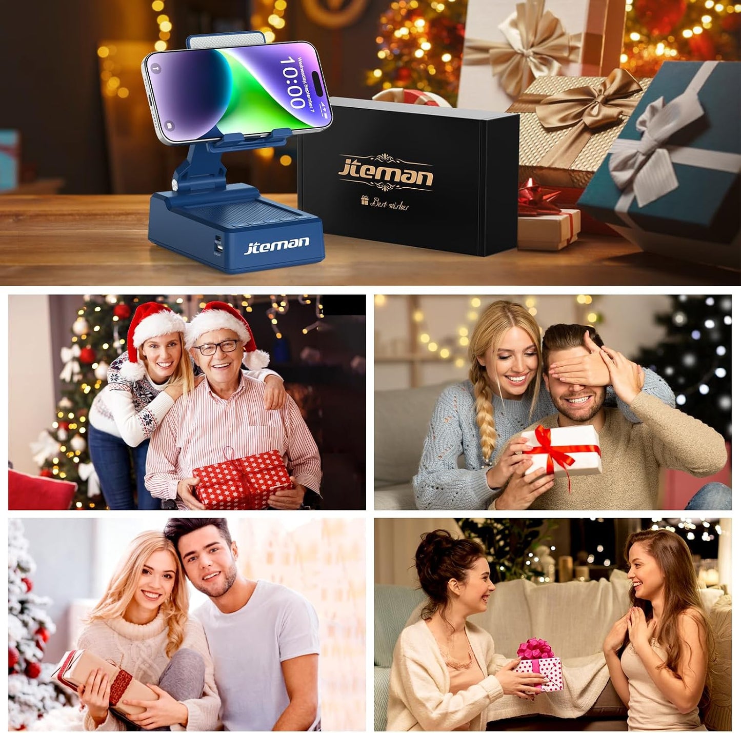JTEMAN Gifts for Men Women,Cell Phone Stand with Bluetooth Speaker,Cool Tech Gadgets,Unique Birthday Gifts for Men