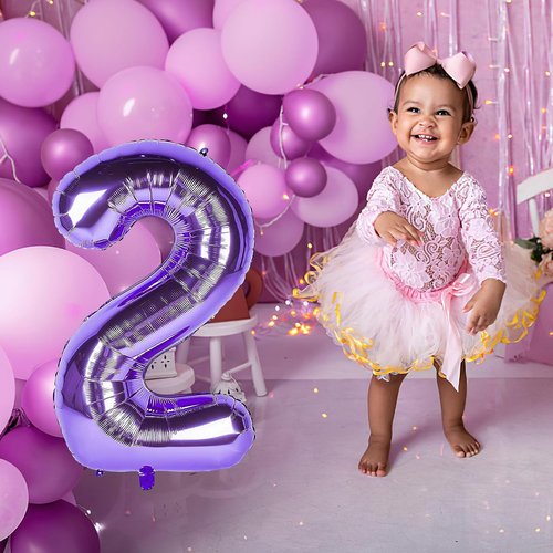 1st Birthday Balloon - Purple 40-Inch Big Foil Mylar Number Balloon for Boys & Girls | Party Decorations