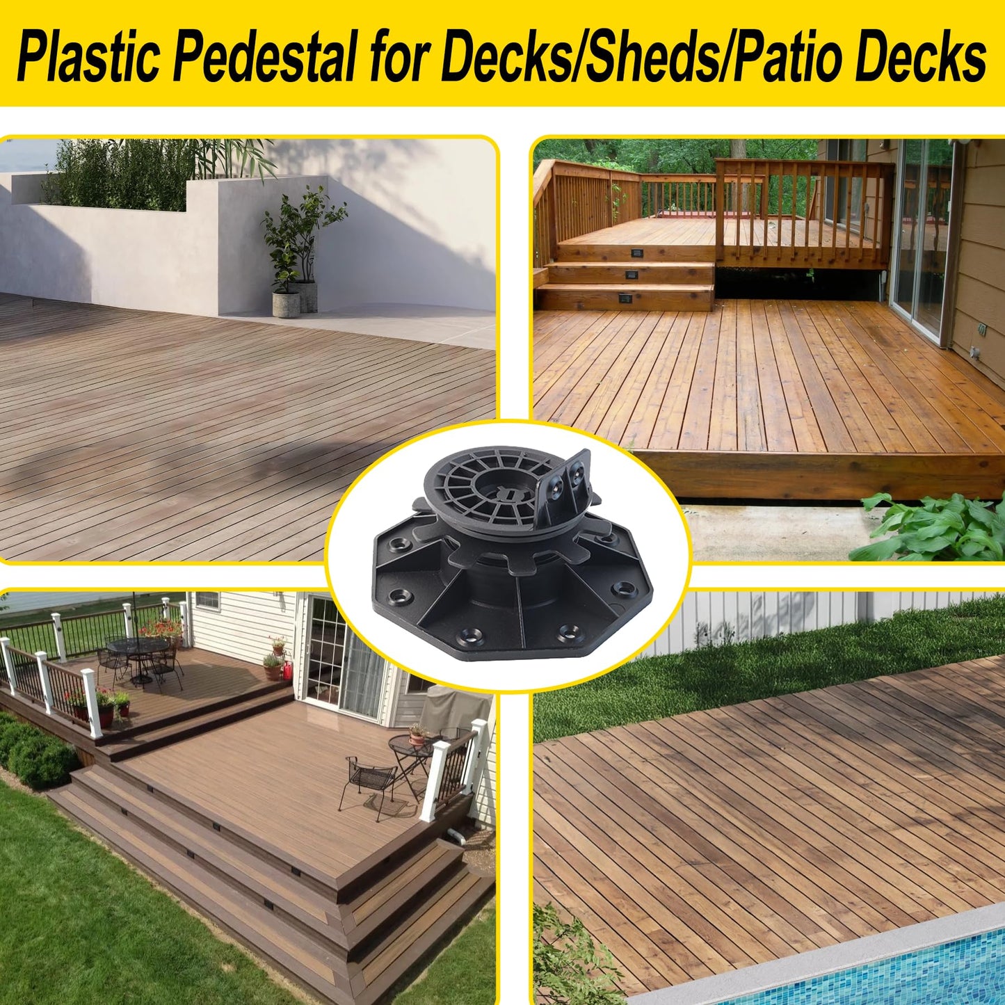 26-Pack Adjustable Pedestal for Tiles, Decking, Pavers - 40-70mm Height Range - Plastic Decking Supports - Effortless Leveling & Drainage - Deck Foundation Base Flooring Platform Joist Beams Support