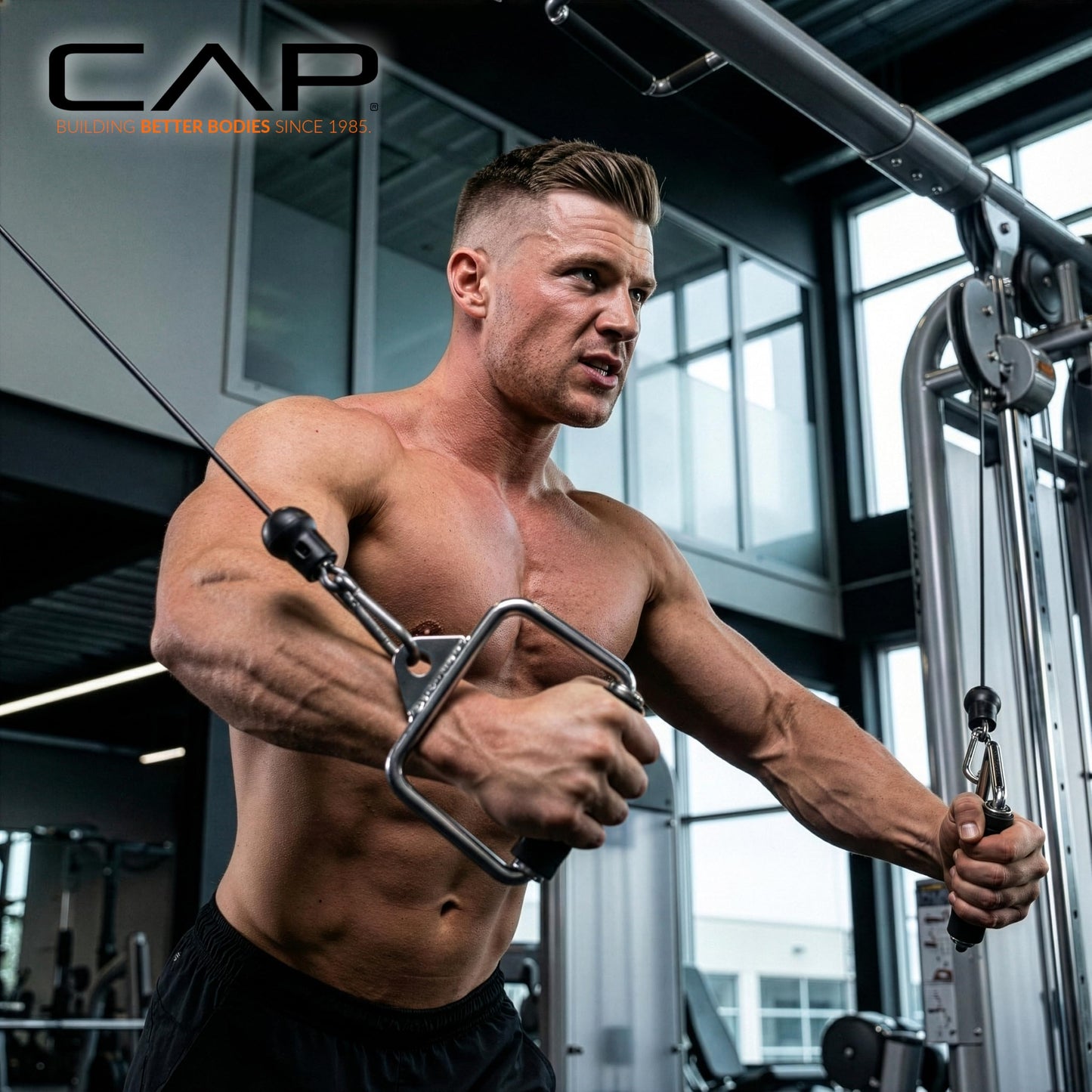 CAP Barbell Single D Handle with Rubber Handgrips