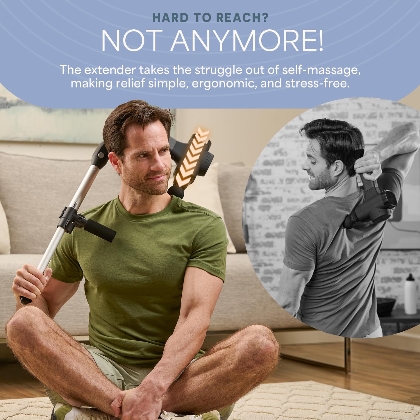 LifePro Massage Gun Holder for Back – Ergonomic Massage Gun Extension Handle – Compatible with All Major Brands - Portable, Lightweight, Targets Hard-to-Reach Areas