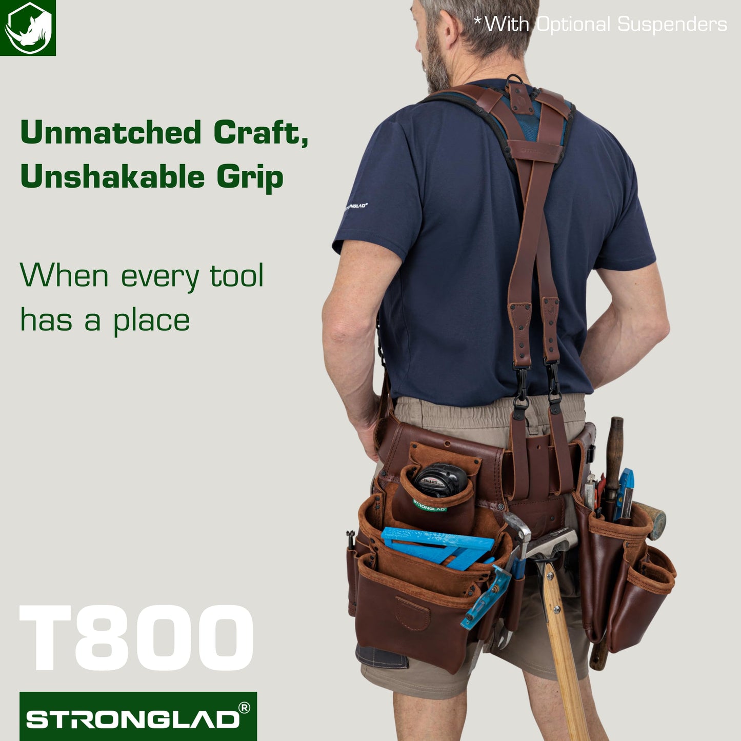 STRONGLAD Framing Tool Belt – 21-Pocket Full-Grain Leather, Carpenter Oil-Tanned Construction Tool Belt | Carpenter Tool Bags | Pro-Grade Gear