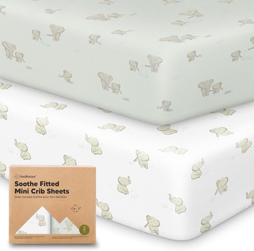 Elly Mini Crib Sheets - 2-Pack Fitted Organic Cotton Bedding | Soft & Breathable 38x26 Playard Covers