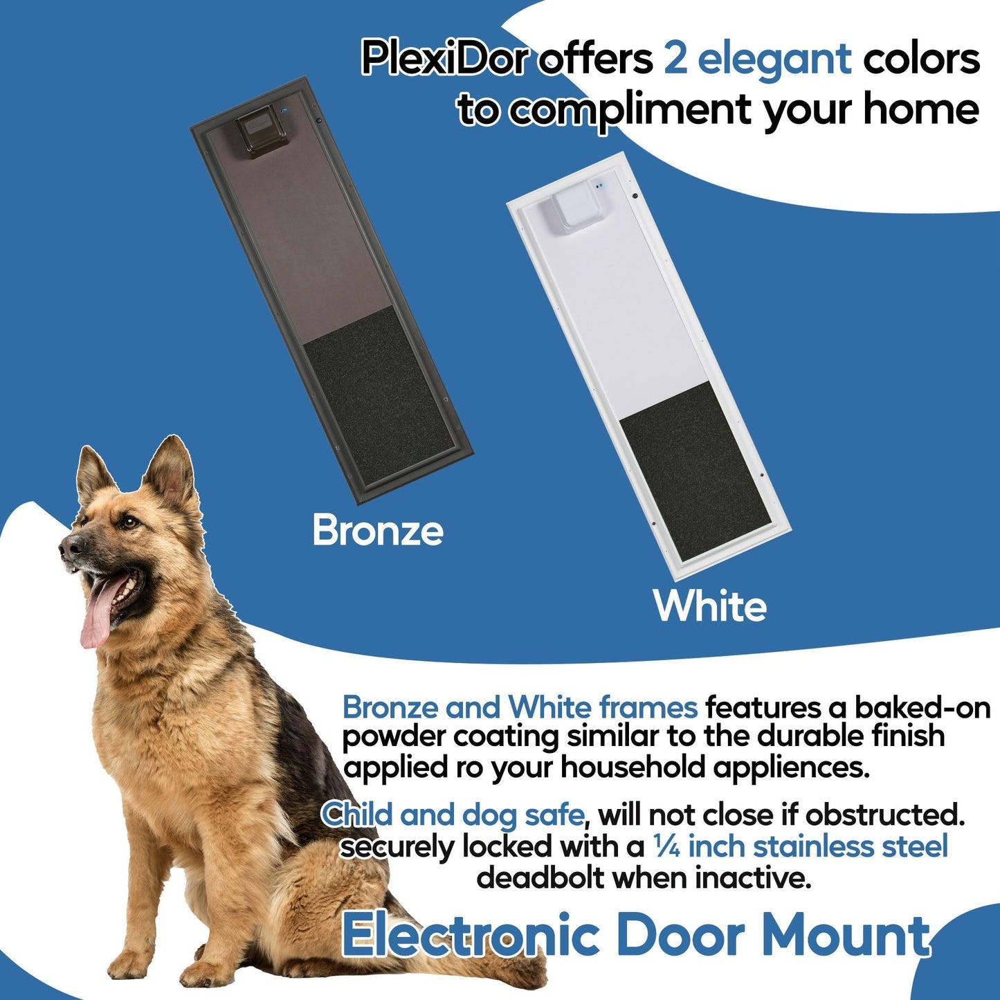 PlexiDor Performance Pet Doors Electronic Dog Door Large Bronze Door Mount