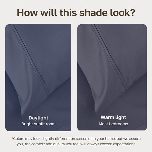 California Design Den Twin Size Bed Sheets Set - 100% Cotton, 400 Thread Count, Smooth Sateen Finish, Indigo Dusty Blue