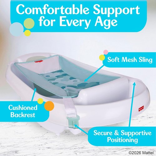 Fisher-Price™ Infant to Toddler Bath Tub - 3-in-1 Design with Supportive Sling for Comfort