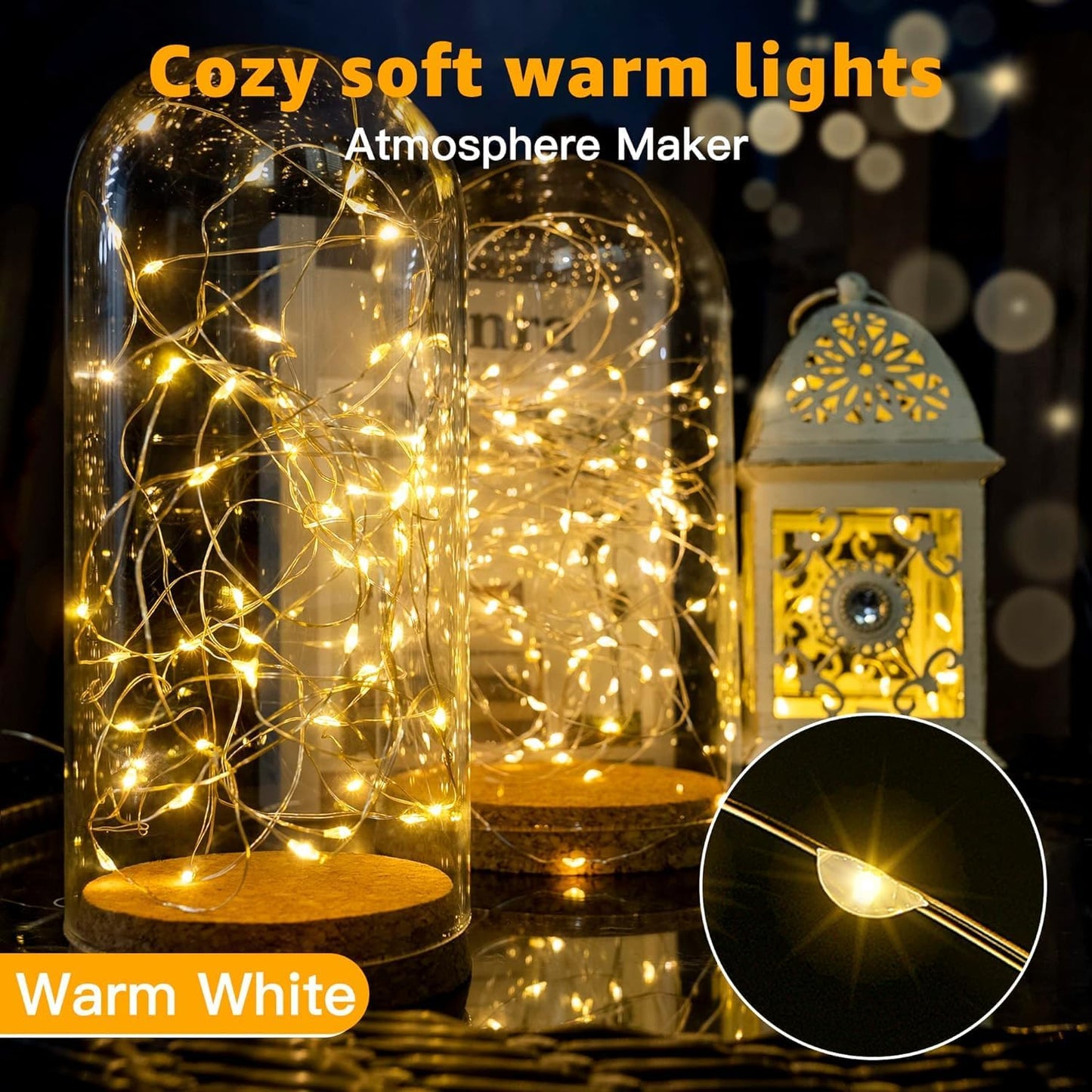 Skiennix 20 Pack Fairy Lights - Battery Operated 7ft Mini String Lights | Warm White Twinkle Lights for Weddings & Parties