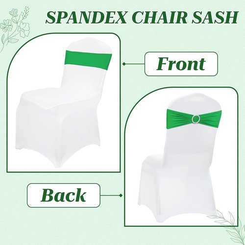 MDS Spandex Chair Sashes - Universal Fit Elastic Bands with Buckle for Weddings | Light Green, Pack of 100