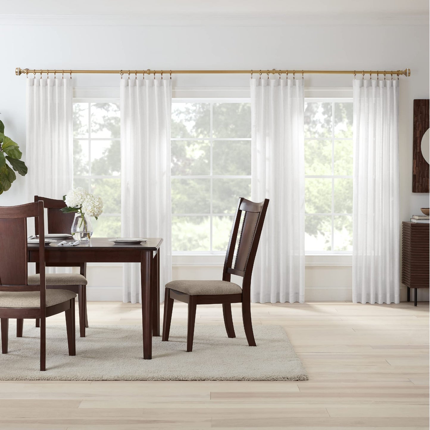 MODE Premium Collection 1 1/8" Diameter Curtain Rod Set with Brilliant Urn Curtain Rod Finials and Steel Wall Mounted Adjustable Curtain Rod, Fits 144” to 240” Windows, Warm Gold