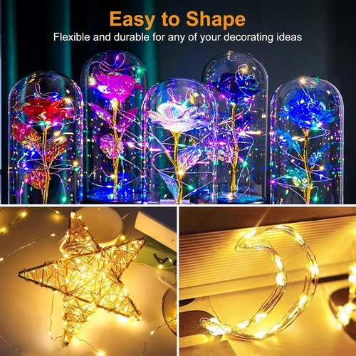 Btfarm 30 Pack Fairy Lights - Battery Operated Twinkle String Lights | Waterproof 7ft Mini Silver Wire for Weddings & Christmas, Warm White/Colorful