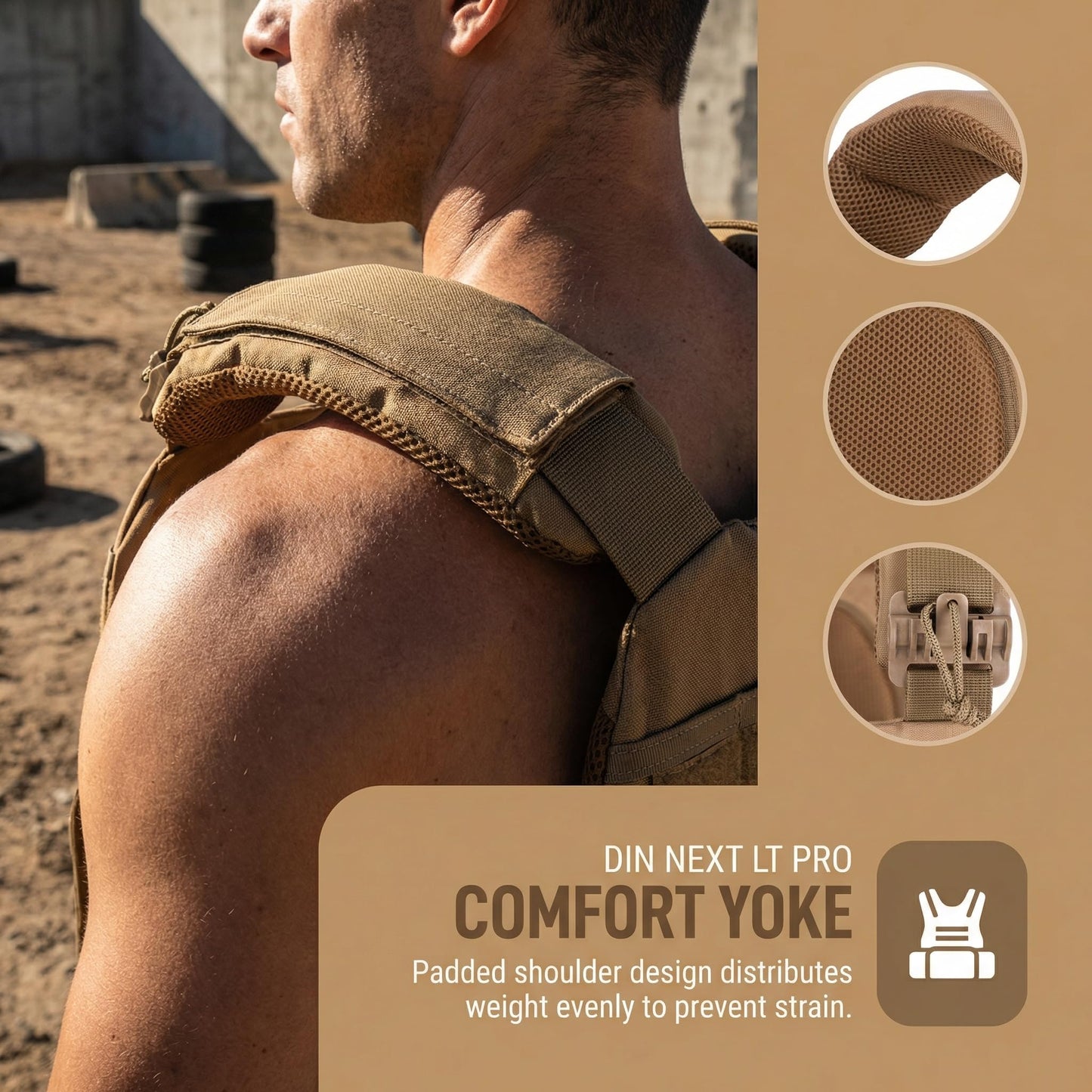 Tactical Weighted Vest for Men & Women, Adjustable Strength and Endurance Workout Vest with MOLLE Panel, Padded Shoulder Straps, Breathable Mesh, Quick Release Buckles for Running, Rucking, Training, Fitness (Coyote)