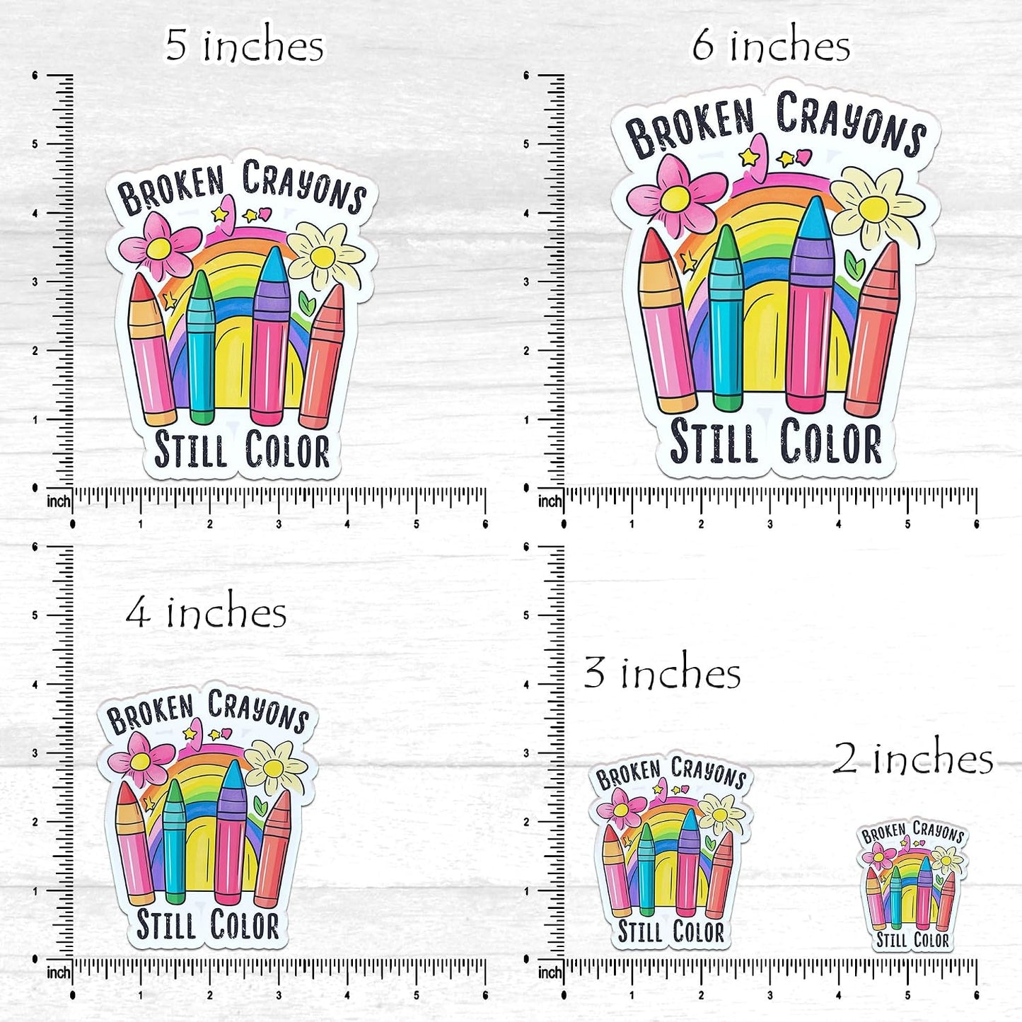 Stickers(2 inch) Broken Crayons Still Color Stickers Affirmation Flowers Mental Health Stickers Waterproof Vinyl Decals