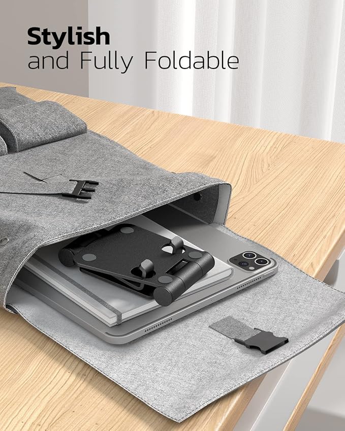 Nulaxy 2 Pack Dual Folding Cell Phone Stand, Fully Adjustable Foldable Desktop Phone Holder Cradle Dock Compatible with iPhone 17 16 15 14 13 12 Pro Max Xs Xr X 8, All Phones, Black