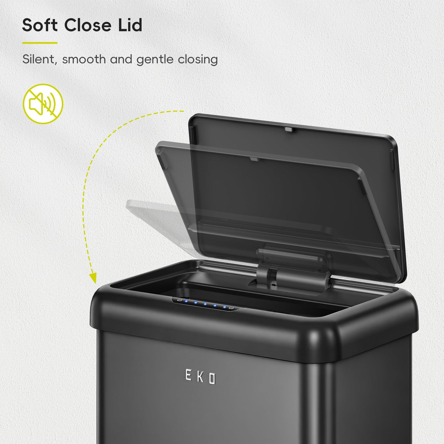 EKO Vintage 50L / 13.2 Gallon Motion Sensor Trash Can, Dual Compartment 32L + 18L Stainless Steel Kitchen Garbage Bin, Touchless Automatic Waste & Recycling Bin with Lid for Home Office, Matte Black