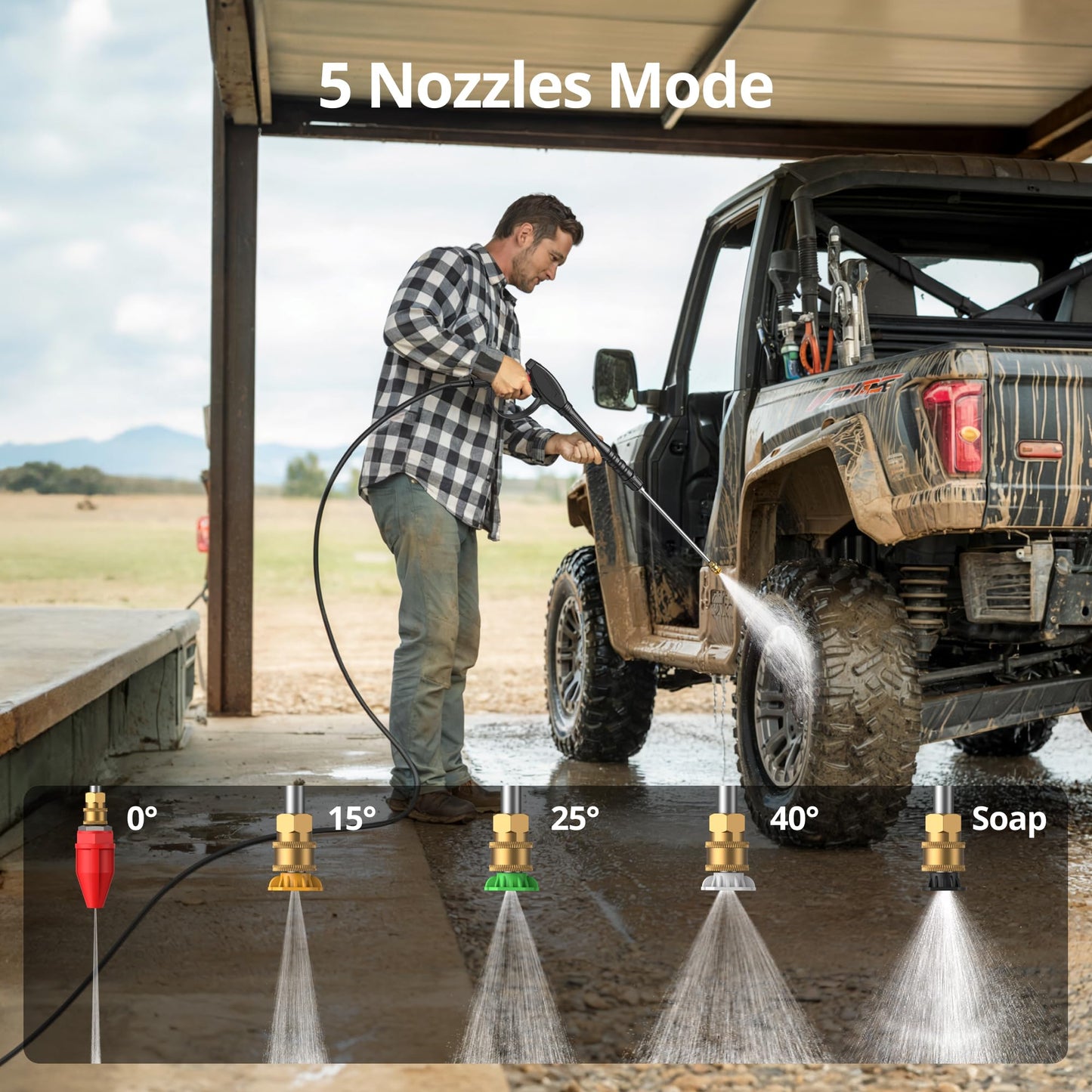 AMERISUN 3800 PSI Gas Pressure Washer 2.5 GPM with 212cc 4-Stroke OHV Engine, 5 Quick-Connect Nozzles & 10" Wheels, Heavy Duty Power Washer for Driveways, Cars, Patios, Decks & House Siding
