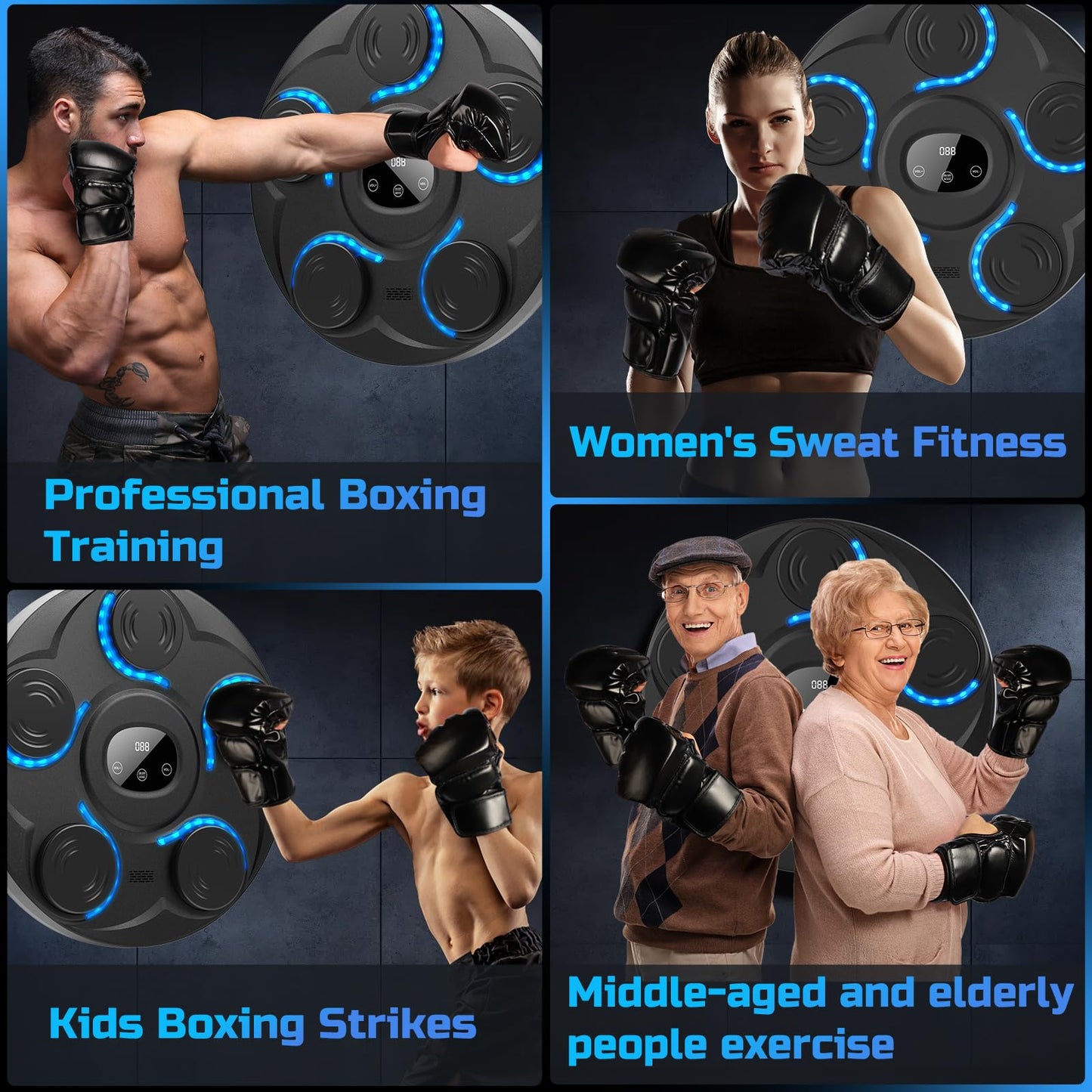 Music Boxing Machine,Bluetooth Smart Traineing with Boxing Gloves,Wall Mounted Music Punching Machine,5/6 Boxing Target Large Size Punching Machine for Adults Kids
