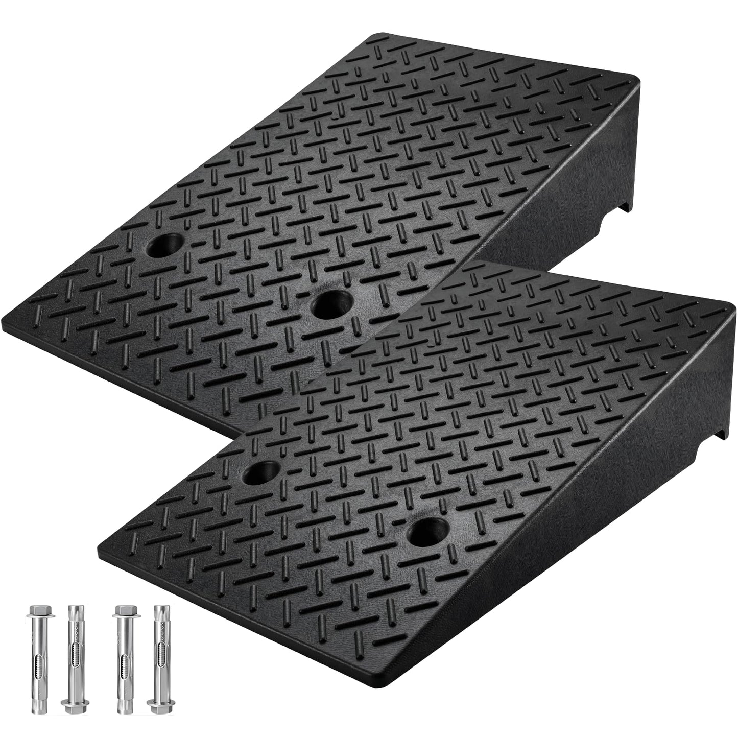 2 Pack Rubber Curb Ramps Driveway ramp, 7" H,19.7" L,31.5" W, Heavy Loading (7714LB)/3.5Ton Capacity, shed, Threshold, Motorcycle, Loading, Bikes, Wheelchairs Ramps