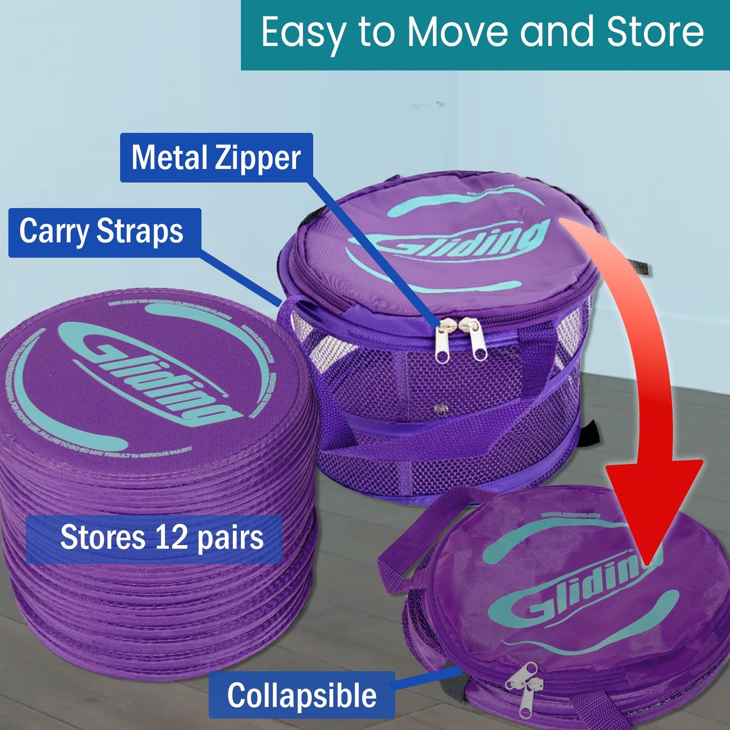 Gliding Exercise Discs: Studio Pack for Hardwood Floors (12 Pair, Purple)