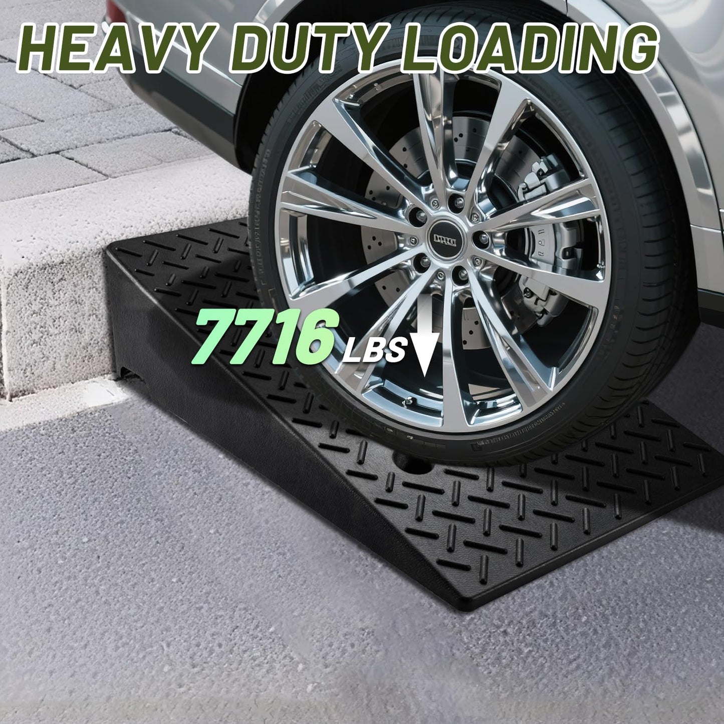 2 Pack Rubber Curb Ramps Driveway ramp, 7" H,19.7" L,31.5" W, Heavy Loading (7714LB)/3.5Ton Capacity, shed, Threshold, Motorcycle, Loading, Bikes, Wheelchairs Ramps