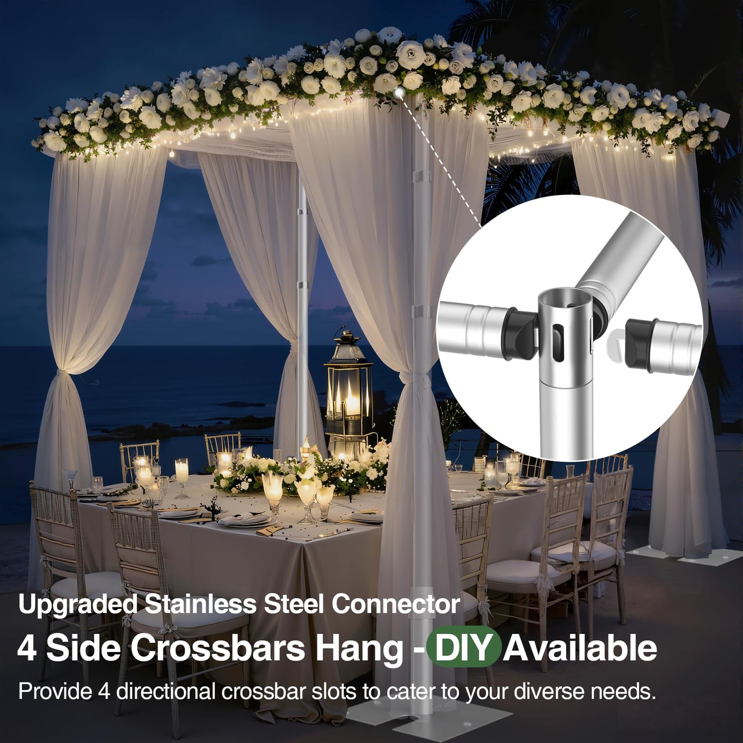 EMART Pipe and Drape Backdrop Stand Kit, 8.9ftx10ft Heavy Duty Adjustable Photo Background, Metal Frame with Flat Base for Wedding, Birthday Party, Banquet Decorations - Silver