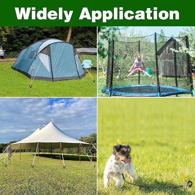 Ground Anchors Heavy Duty, Swing Set Anchor Kit 18 Inch 8 Pack Screw in Earth Anchors Trampoline Stakes High Wind Metal Auger Anchor for Shed Tent Carports Securing Animals Camping Mobile Home