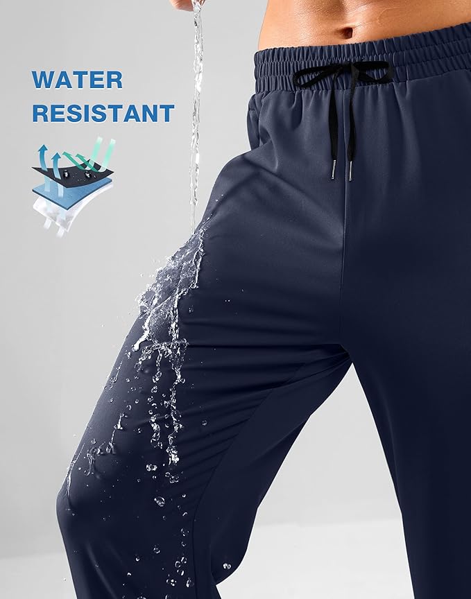 Pudolla Men's Lightweight Hiking Pants Quick-Dry Outdoor Sweatpants with Zipper Pockets for Casual Travel Athletic Workout