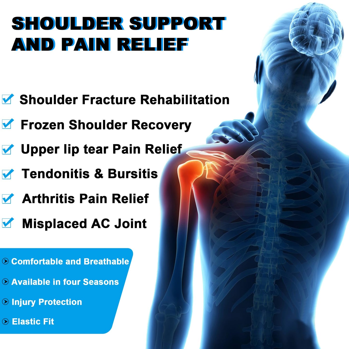 KONSEDIK Shoulder Brace Immobilizer with Ice Pack,Compression Rotator Cuff Support for AC Joint Pain Relief,Frozen Shoulder,Dislocation,Labrum Tear,Adjustable Wrap for Men&Women Left/Right(Gray,Small)