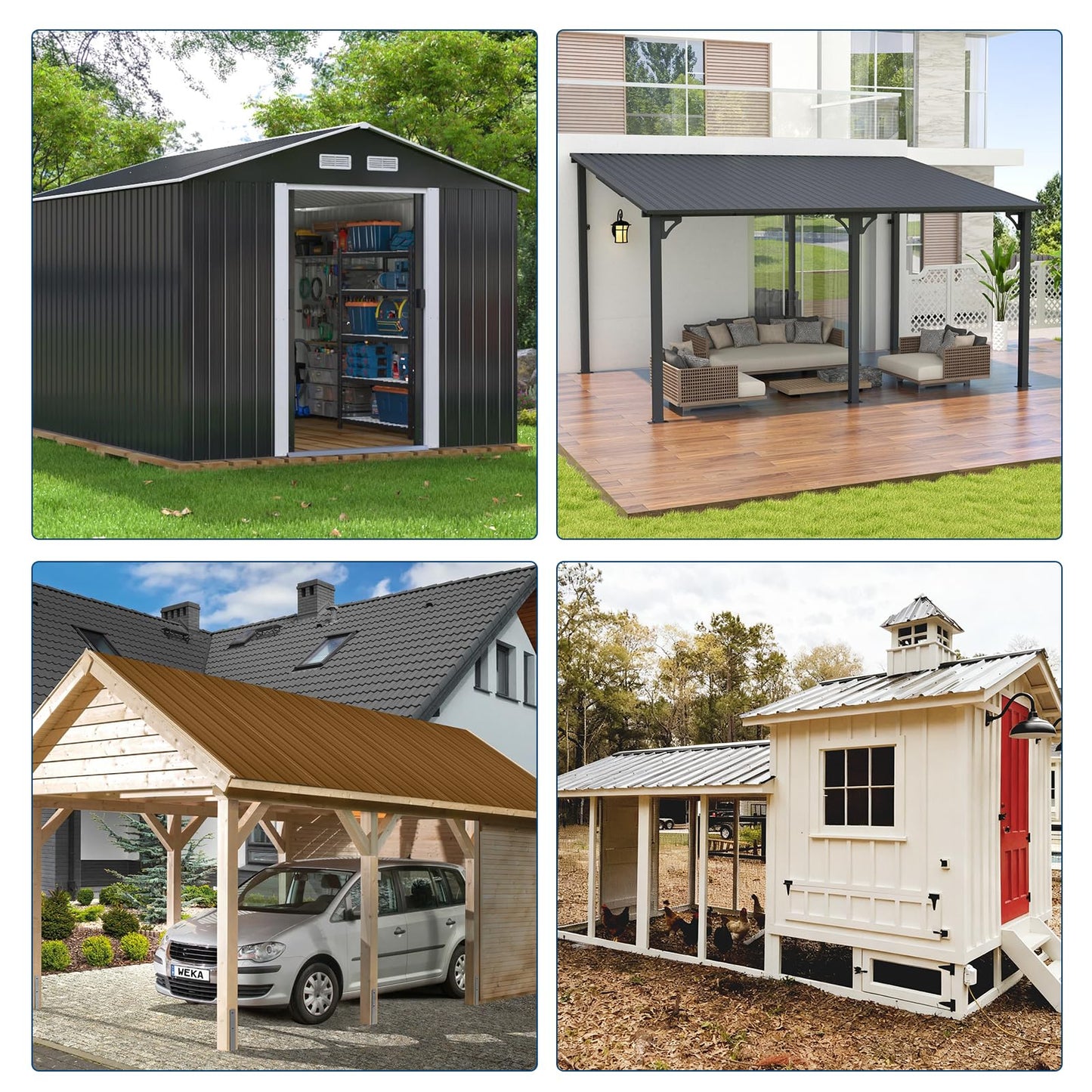 20pcs Metal Roofing Panels, 6ft Corrugated Metal Roof Panels with Screws, Heavy Duty Waterproof Galvanized Steel Roof Sheets for Outdoor Carport, Garage, Shed, Warehouse, Porch, Pergola, Patio