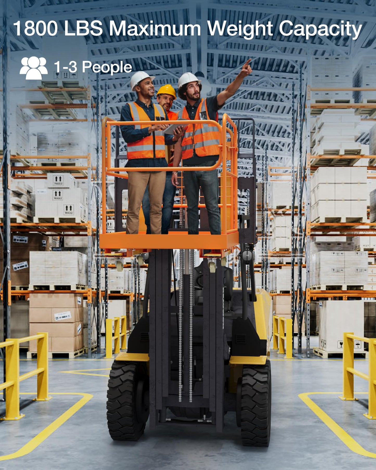 GarveeTech 36 in x36 in Forklift Safety Cage, Foldable Forklift Work Platform,Forklift Man Basket 1200 LBS Capacity,Collapsible Platform Lift Basket with Chain and Safety Lock for 1-3 People