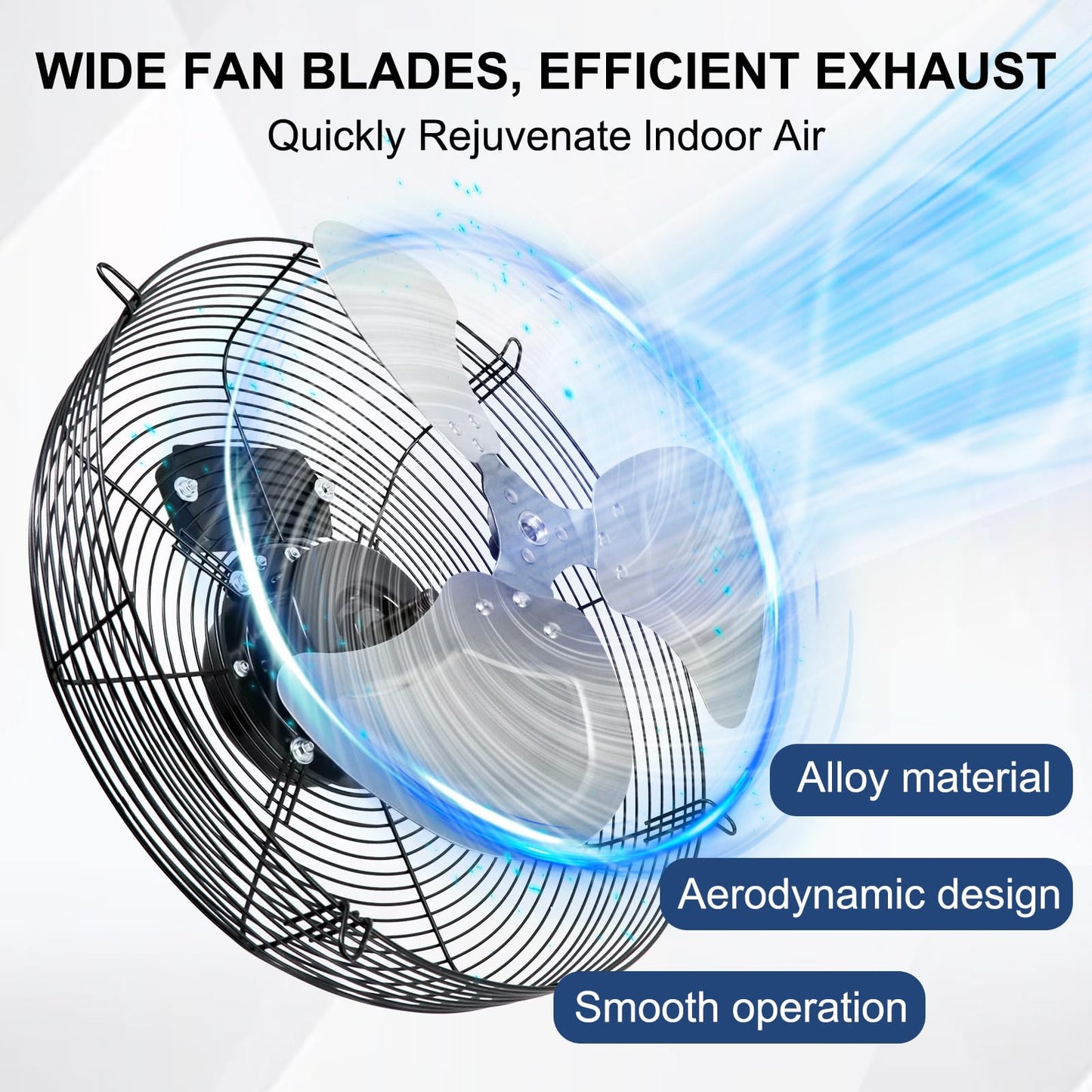 Criditpid 20 Inch Wall Mounted Shutter Exhaust Fan with ON/OFF Switch, High-Speed, Low-Noise Pure Copper Motor, Wall Exhaust Fan for Gable, Shed, Garage, Greenhouse, Kitchen, Attic, 3500 CFM, 1309 RPM